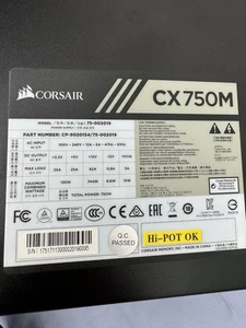 Corsair CX M Series CX750M PN POWER SUPPLY ; 75-002019 - Afbeelding 1 van 7