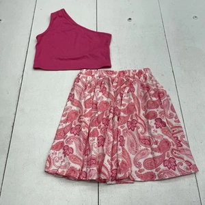 Shein Kids Pink Paisley Printed Skirt & One Shoulder Tank Out Fit Girls Size 11 - Picture 1 of 9