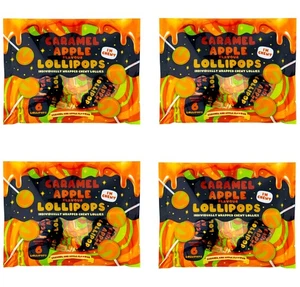 4 x 6Pk Caramel & Apple Flavour Lollipops Chewy Lollies Halloween Treats - Picture 1 of 7