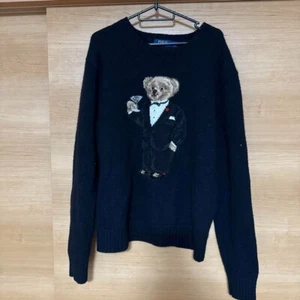 Polo Ralph Lauren Polo Bear Tuxedo Sweater Wool Knit Black Men's Size L USED - Picture 1 of 6