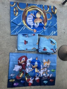 Sonic The Hedgehog Kids Sheets Full Size Video Game 4 pc Set Full & Flat Sheets - Picture 1 of 3