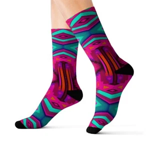 All Over Print Adult Socks Southwestern Navajo Pattern Aztec Native American - Picture 1 of 9