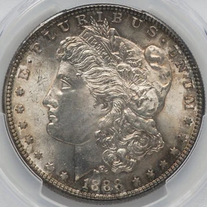 Morgan Silver Dollar 1888-S PCGS MS-64 Gold Shiled! Attractive old toning! - Picture 1 of 8
