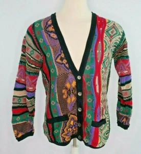 RARO FUEGO AÑOS 90 DE COLECCIÓN COOGI Cárdigan de Poker Mc Gregor Cosby Suéter Vaporwave M - Imagen 1 de 8