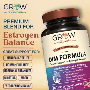 DIM Supplement (Diindolylmethane) 400 mg with 10 mg BioPerine 60 Count Vegan - Picture 1 of 9