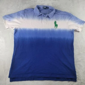 Polo Ralph Lauren Tie Dye Striped Big Pony Polo Navy White Light Blue Size 2XL - Picture 1 of 9