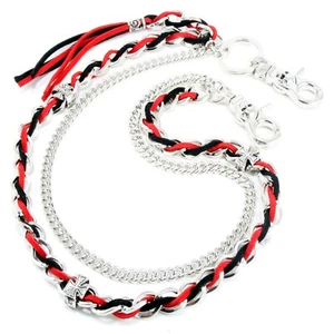2 Row Link Black Red Suede EMO Biker Keychain Key Jean Wallet Chain (24.5") CS64 - Picture 1 of 6