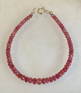 Pink Spinel Gem 7" Bracelet with Sterling Silver Clasp & Findings - Picture 1 of 5