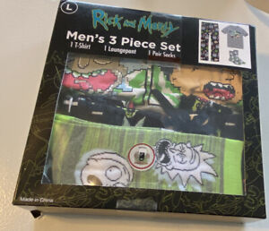 Rick and Morty Mens 3 Piece Gift Set Size L NIB