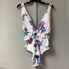 CUPSHE Deep Plunge V Neck One Piece Swimsuit Large Floral Light Padded No Wire