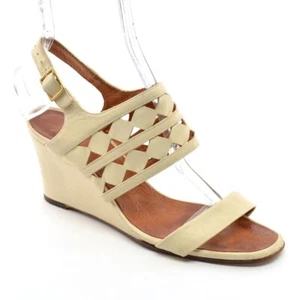 Ladies Chie Mihara Anthropologie Cutout Wedge Sandal 39.5 / 9.5 Cream Heel Shoes - Picture 1 of 6