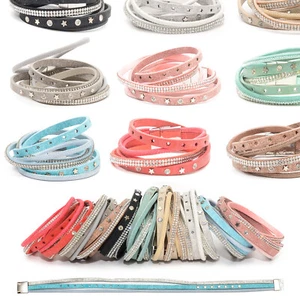 Wickelarmband Armband Strassarmband 3Reihig Sterne Nieten Strass Magnetverschluß - Bild 1 von 11