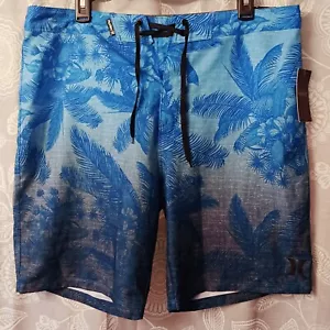 Neu mit Etikett Hurley blau grau Palmen Blumen Badehose Boardshorts Gr. 34 - Bild 1 von 4