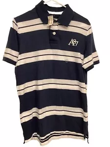 Aeropostale Para Hombres Azul Marino Blanco Polo Algodón Mangas Cortas Talla Mediana Nuevo - Imagen 1 de 12