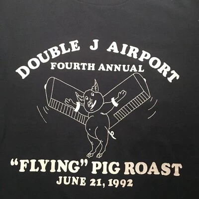 Vtg 90’s Screen Stars Black 1992 FLYING PIG ROAST HoG Streetwear 50/50 T Shirt L - Image 1 of 3