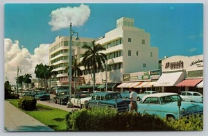 1950s Miami Beach FL Lincoln Road Lincoln Theater Marquee Blank Back Postcard - Imagen 1 de 3
