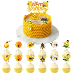 Bee Cupcake Toppers Big Cake Topper for Baby Shower Decoration Bumble Bee are... - Picture 1 of 7