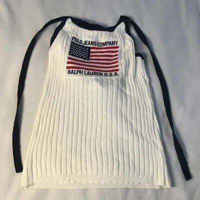 Ralph Lauren Polo Jeans Company Halter-Top Shirt White American Flag USA Medium - Image 1 of 4