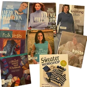 Knitting Patterns 8 Books Vogue Twisted Sisters Plus Size Sweaters Socks Vests - Picture 1 of 24