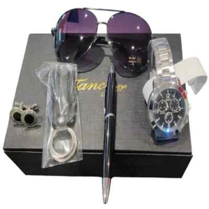 Men's Executive Gift Set - Sunglasses, Watch, Pen, Cufflinks & Keychain - Picture 1 of 5