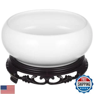 INOOMP Ceramic Chinese Pot with Base White Water Lily Bowl Hydroponic Contain - Picture 1 of 5