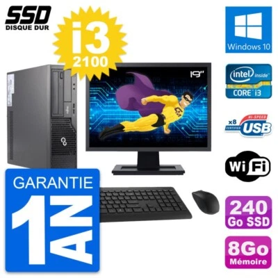 PC Fujitsu E500 E85+ DT Pantalla 19" i3-2100 RAM 8GB SSD 240GB Windows 10 Wifi - Imagen 1 de 3