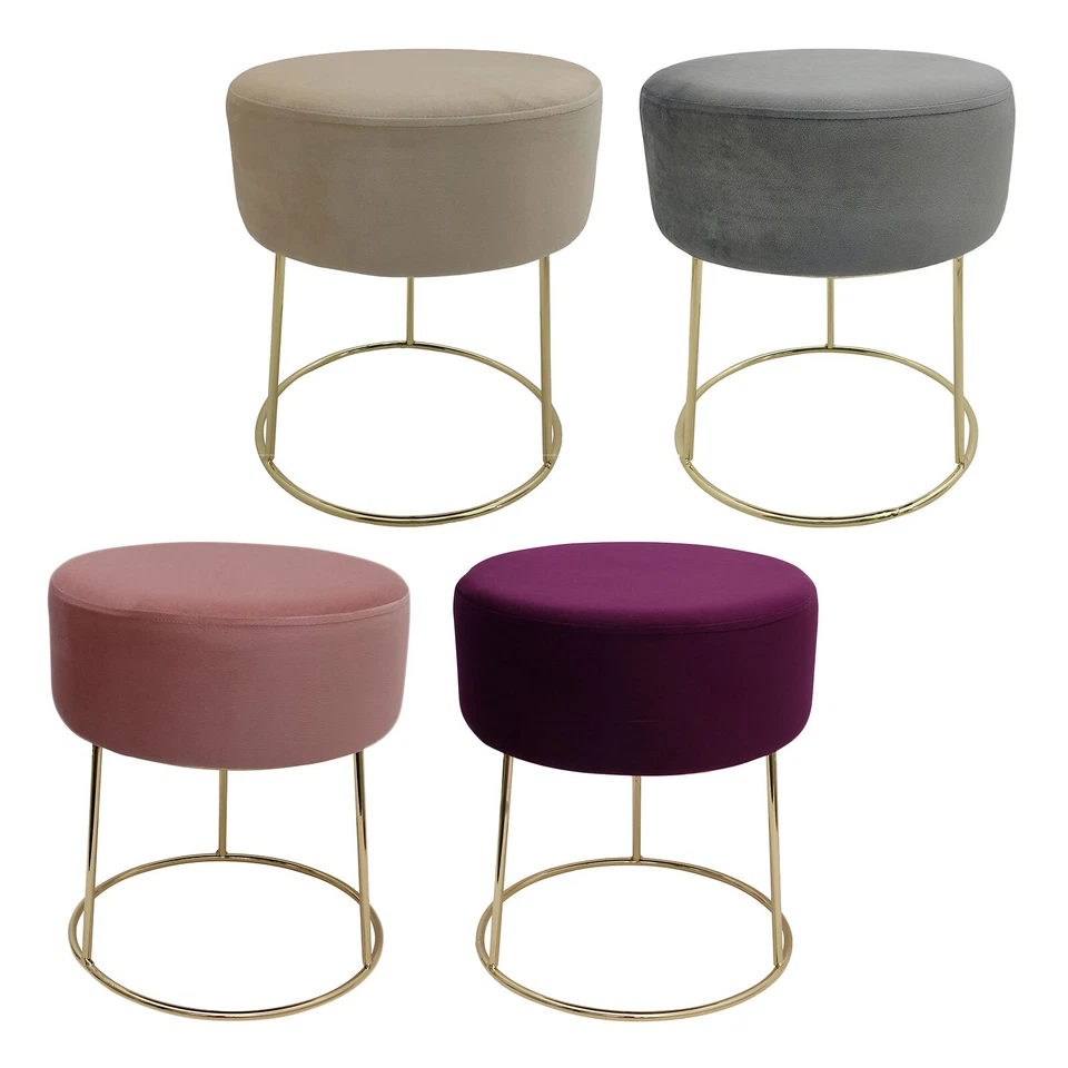 Echtwerk Sitzocker EW-SH-0412B Marylin mit Samtbezug Polsterhocker Schminkhocker - Bild 1 von 1