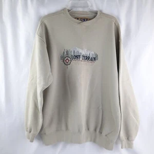 LOST TERRAIN Sweatshirt Herren Large beige bestickt Kompass - Bild 1 von 10