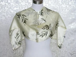 2-Ply Men New 100% Silk Oblong Scarf Ivory Elegant Bamboo - Picture 1 of 3