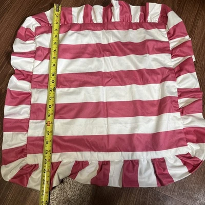 "Juego de 2 fundas de almohada rosa a rayas con volantes laterales cremallera suave marerial 17""" Foto 1 de 4