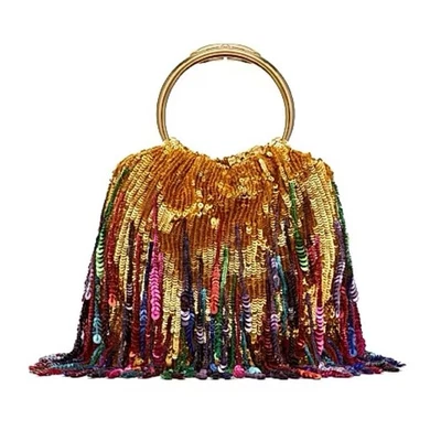Bolso Cubo Pequeño Valentino Garavani Carry Secrets Lentejuelas Dorado Multicolor Nuevo con Etiquetas Foto 1 de 4