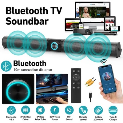 Soundbar für TV Geräte,für TV Lautsprecher Heimkino, Bluetooth5.3 PC Sound Bars - Bild 1 von 4