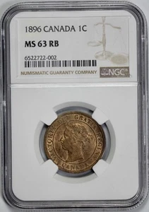 1896 Canada 1c NGC MS 63 RB Large Cent - Picture 1 of 4