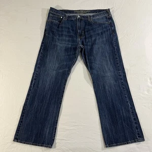 American Eagle Men’s Jeans 38x30 Original Boot Cut Dark Blue Wash Distressed - Picture 1 of 9