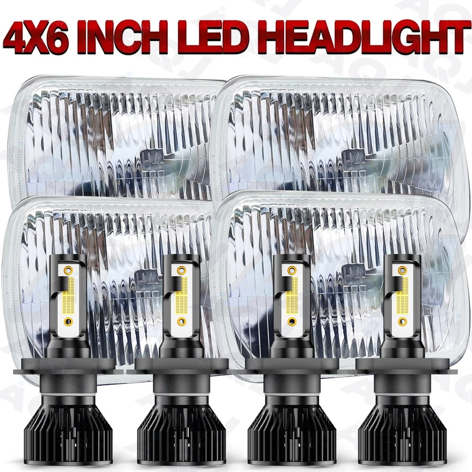 4Pcs 4x6" LED Headlights Hi/Lo Beam DRL for Chevrolet R10 Suburban 1987 Foto 1 de 4
