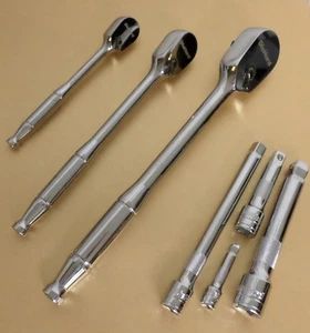 NEW DieHard 90T Long Ratchet Socket Wrench Set: 1/4 3/8 1/2" + 4 Extension Bars - Picture 1 of 3