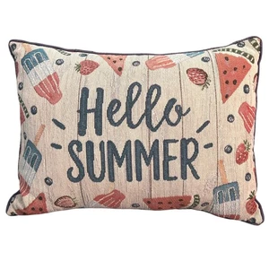 Hello Summer Decorative Pillow Tapestry Watermelon Popsicle Throw Accent Lumbar - Picture 1 of 6