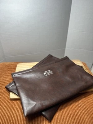 2 Lg Vtg Nabisco Hazel Brown Vinyl Bag Money Tablet Sleeve Document 12x17” Hinge - Image 1 of 4