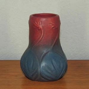Van Briggle Colorado Springs Art Pottery Mulberry Violets & Leaves Vase EXC - Picture 1 of 6