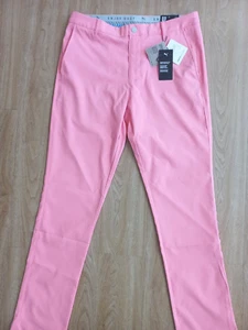 NEW Puma Mens Golf Trousers Pink Waist Size 34 Inside Leg 32 tailored fit - Picture 1 of 11