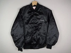 Vintage Cardinal Satin Jacket Youth Size XL Black Dancemakers Casey Made In USA - Picture 1 of 9