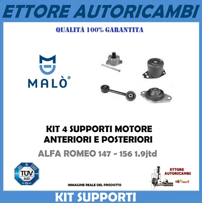 4 SUPPORTI MOTORE MALO' ANTERIORI + POSTERIORI ALFA ROMEO 147 156 1.9 JTD JTDM - Immagine 1 di 2