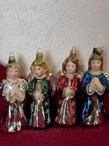 VINTAGE SCHWARZWALD OLD WORLD HAND BLOWN SET 4 Angel CHRISTMAS ORNAMENTS/HOLIDAY - Picture 1 of 7