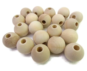 Cuentas artesanales de madera de 1-5/16"" orificio de 3/8"" bolas de madera dura perforadas sin terminar - Imagen 1 de 3