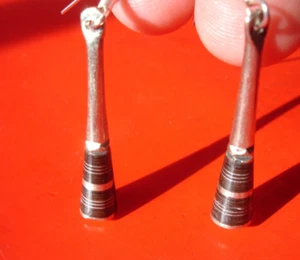 Niger Tuareg EBONY hand engraved earrings + round ends + silver hooks L32 mm - Picture 1 of 9