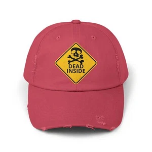 Skull Dead inside Sign Funny Sarcastic Humor Hat Distressed Cap DTF Print Logo - Picture 1 of 24