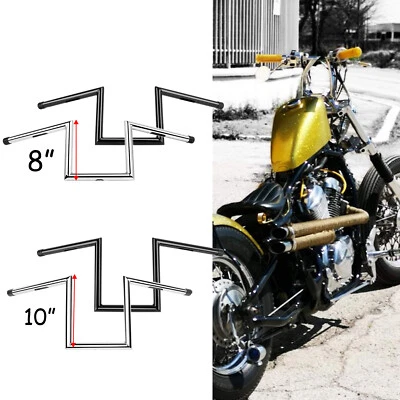 For Harley Sportster 883 1200 1" Ape Hanger Handlebar Z-Bar 8" 10" Rise Hand Bar - Image 1 of 4