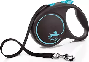 Flexi Dog Lead - Blue. Black Design Tape. Large - 5m (50KG). - Picture 1 of 5