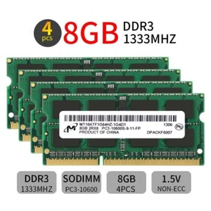 Micron 32GB Kit 4x 8GB PC3-10600 DDR3 1333Mhz 204Pin SODIMM Laptop Memory RAM AU - Picture 1 of 8