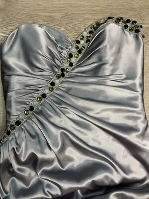 MAGGIE SOTTERO FLIRT Dress Long Gown Formal Beaded Prom Strapless Gray  Size 8 - Image 1 of 4